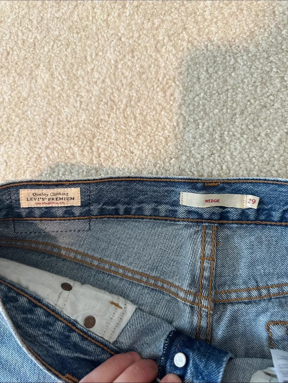 Levi's Blue Straight-Leg Jeans with Frayed Hem